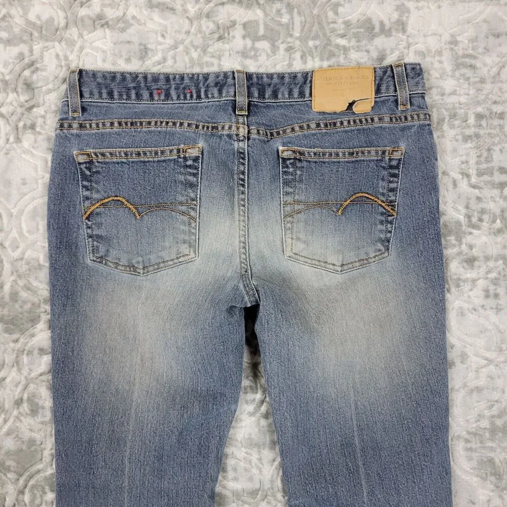 Vintage American Eagle Jeans Womens 6 Blue Favorite Fit Distressed Flare Y2K